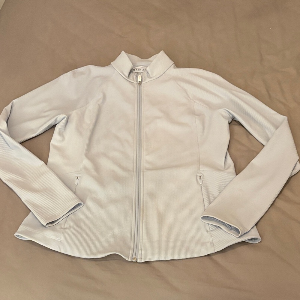 Athleta Salutation Stash Light Blue Full-Zip Performance Jacket